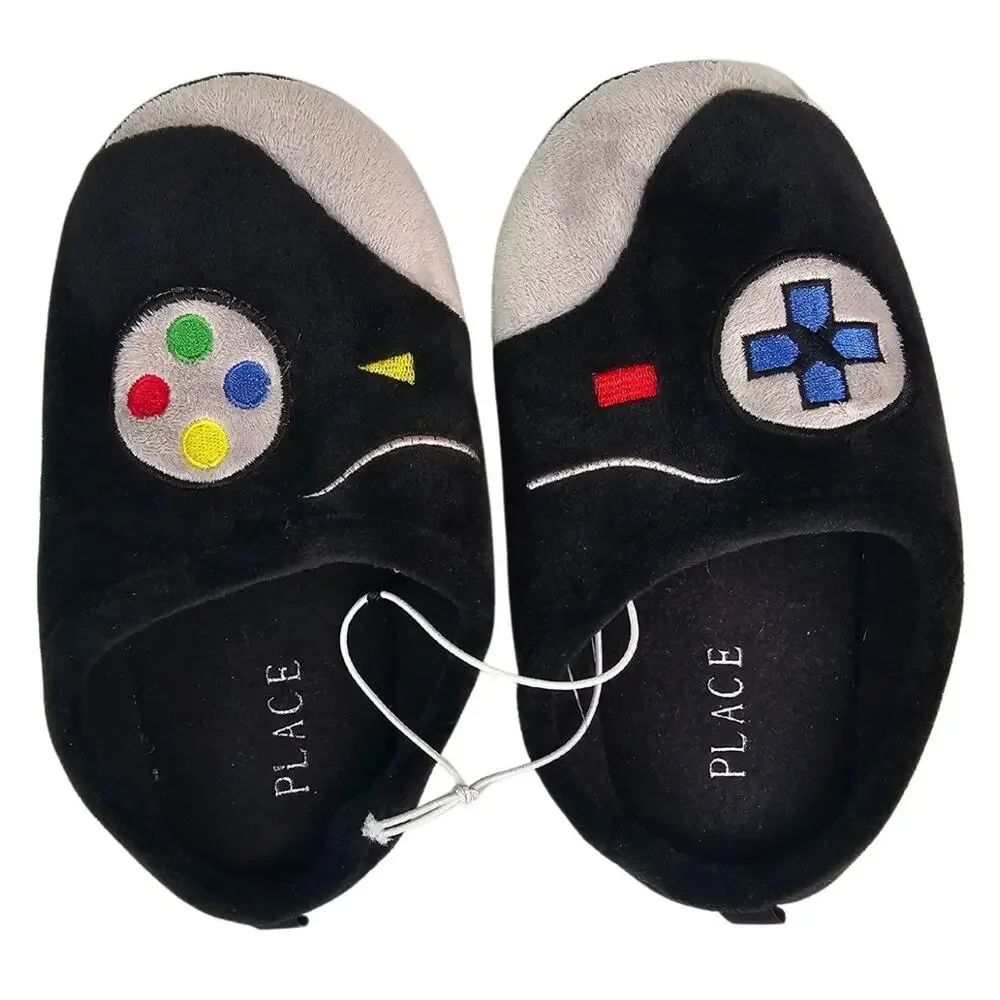 The Children's Place Little Boys Video Game Slippers Black Size 2 NWOT